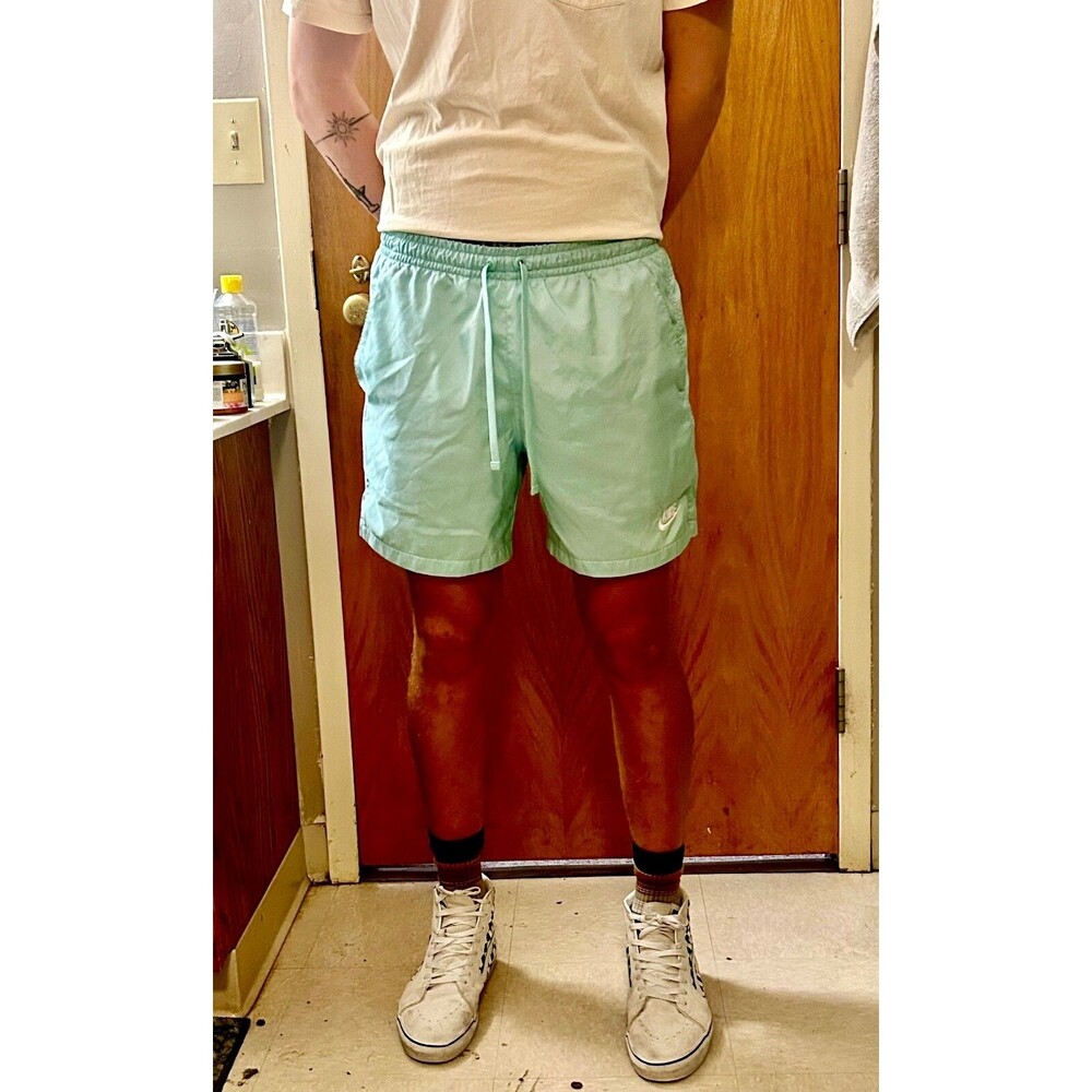 Nike Vintage Rare Sportswear Club Woven Track Shorts Nylon Shiny Mint Green L